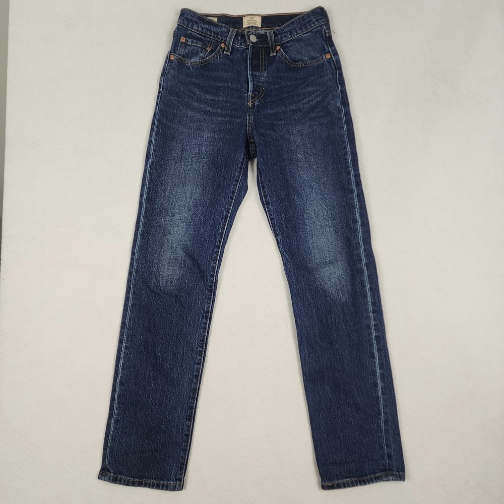 Levi's 501 Original Fit Straight Jeans Womens 24x30 Blue Denim Cotton Dark Wash